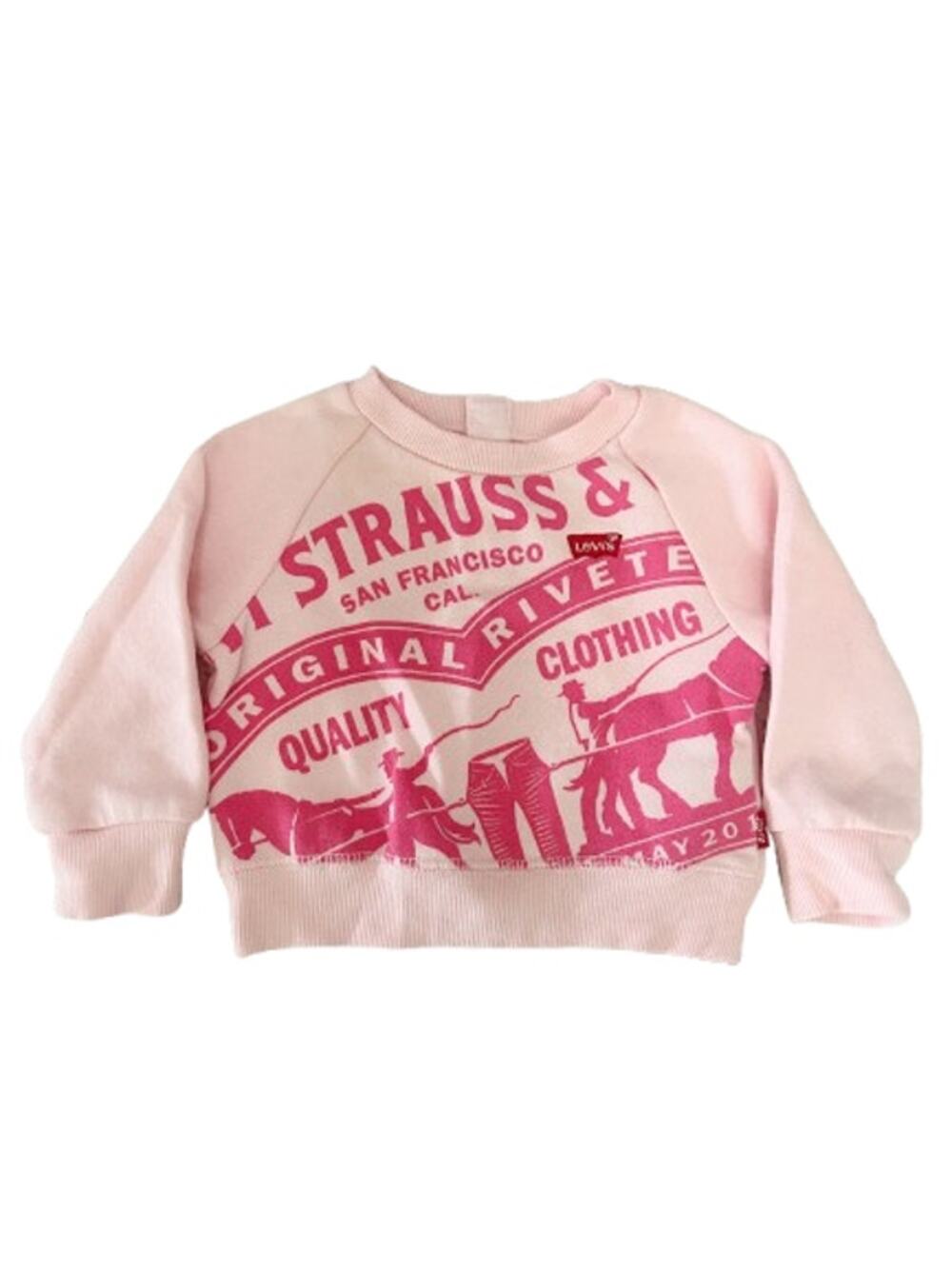 LEVIS Pink Graphic Sweatshirt Baby Infant Size 6M Two Horse Logo